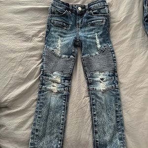 Boys haus of jr skinny biker jeans medium wash with destruction